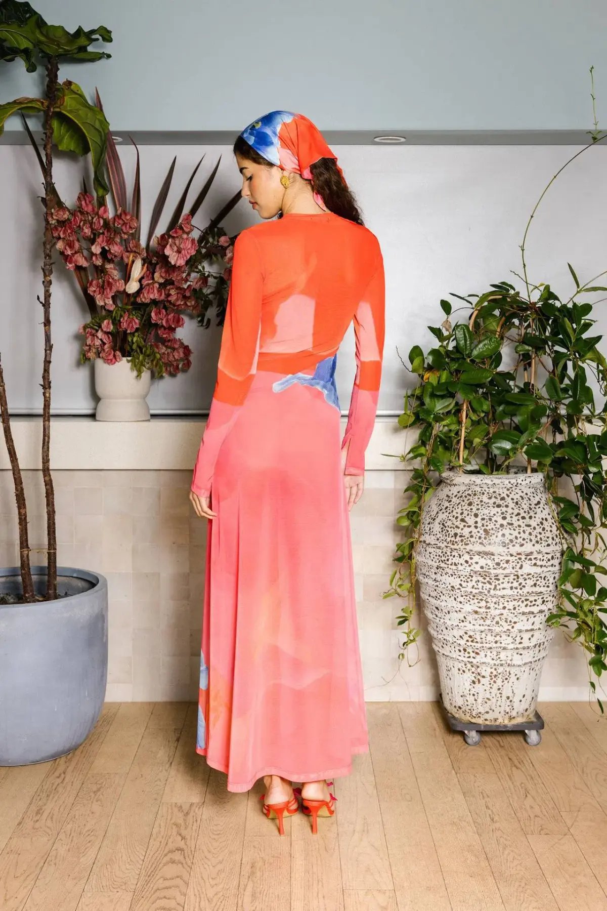 With Harper Lu Panel Maxi Dress in Mesh Contrast Poppy Size 10 photo 2