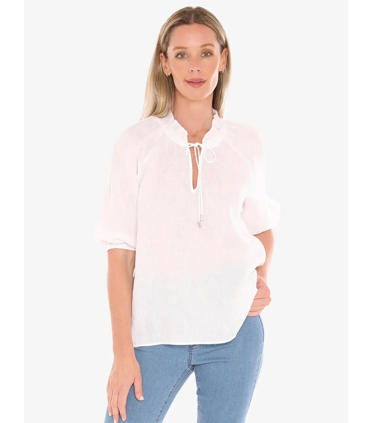 Jump Ruffle Neck Top White Size AU 16 photo 3