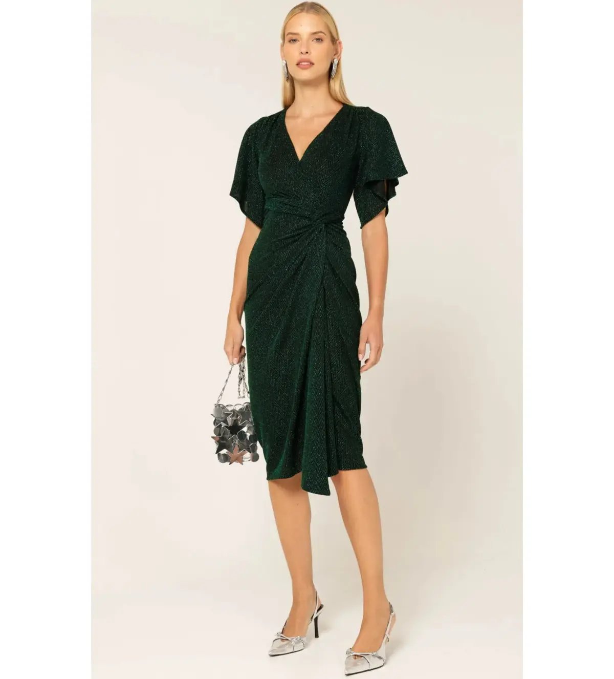 Sacha Drake The Emporium Midi Dress In Emerald Size 12 photo 2