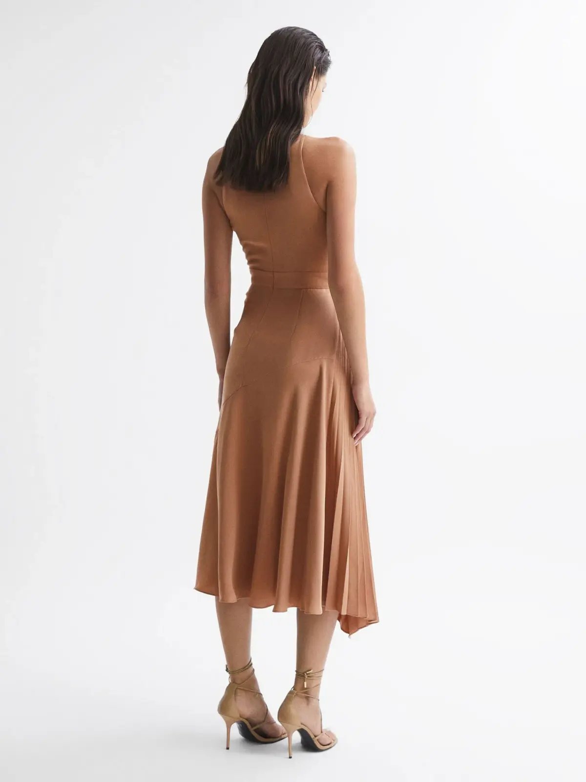 Reiss Anise Colourblock Midi Dress Multi Nude Size 8 photo 3
