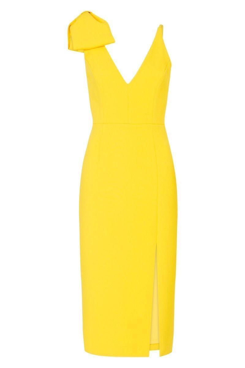 Rebecca Vallance - Mondrain Bow Dress Yellow Size 6 photo 2