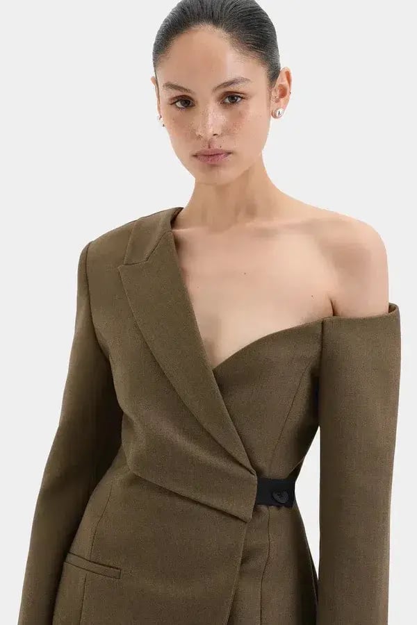 SIR the Label Sartoria Mini Dress Chocolate Marle Size 8 photo 4