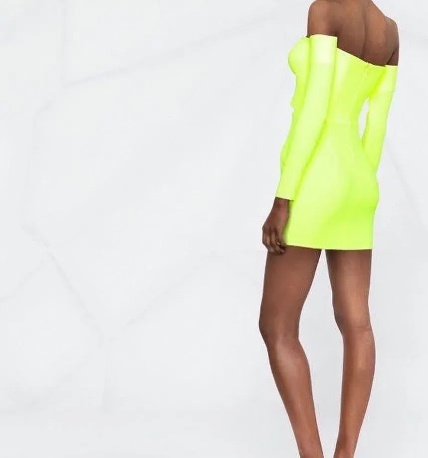 Alex Perry Hadley Mini Dress Neon Yellow Size 10 photo 2