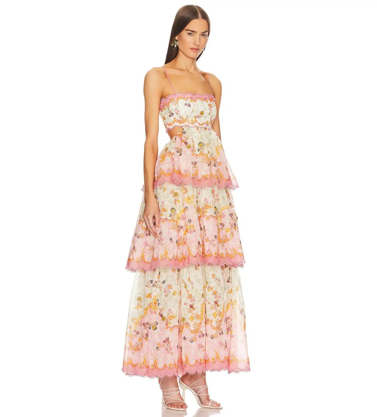 Zimmermann Laurel Frill Midi Dress Floral Size 0 AU 8 photo 3