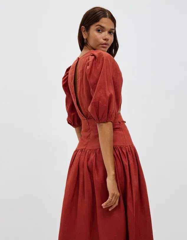 Aere Button Detail Maxi Dress Rust Size 8 photo 3