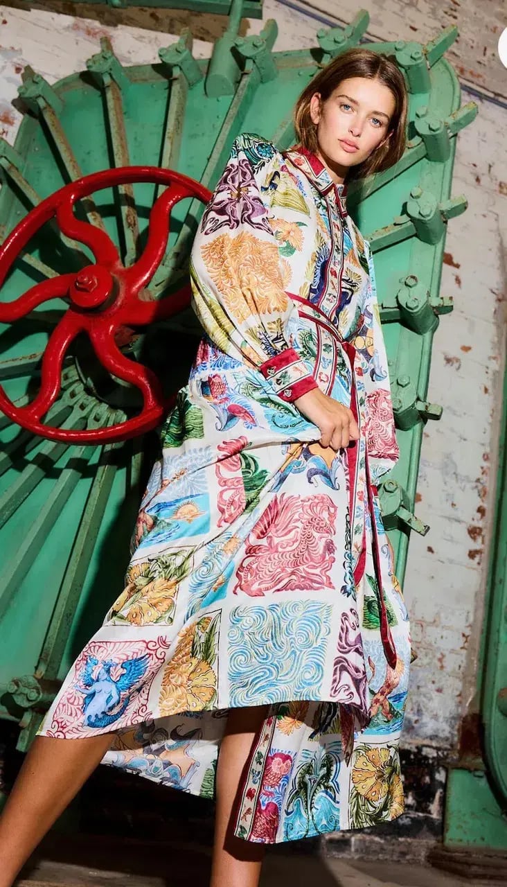 Antipodean Label Wond-a-land Midi Shirt Dress Multi Size 10 photo 2