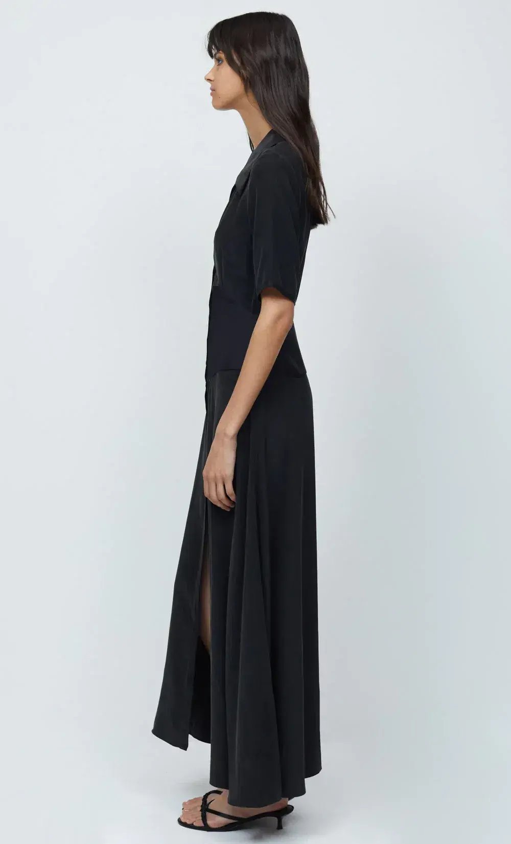 Bec & Bridge Helena Silk Short Sleeve Maxi Dress Black Size 10 photo 3