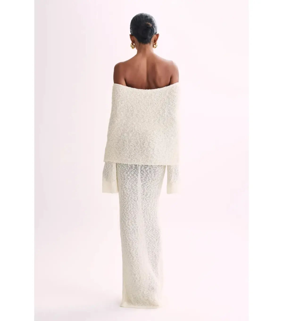 Meshki Marisol Off Shoulder Boucle Maxi Dress in Ivory Size XS / AU 6 photo 4