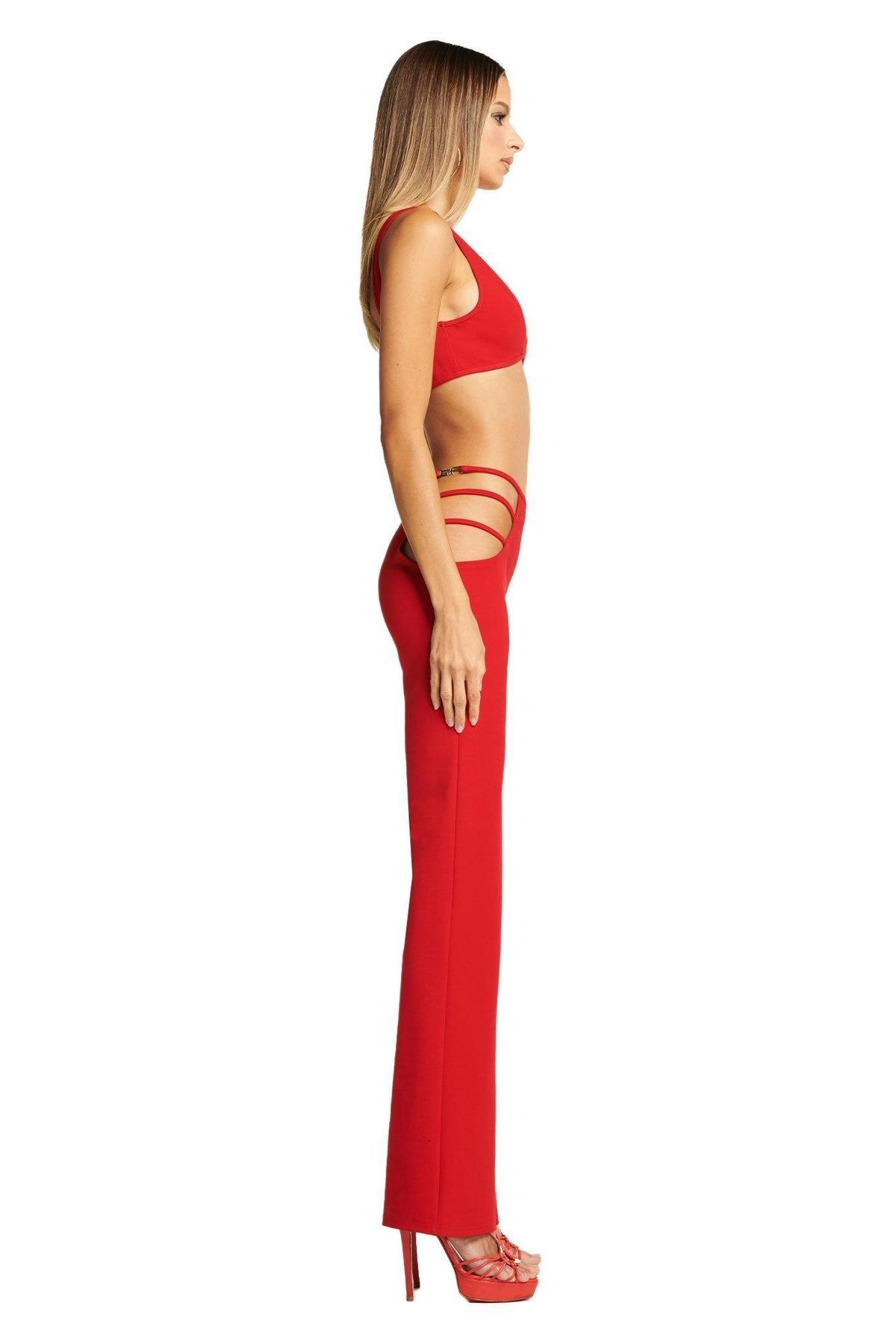 I. AM. GIA Lucid Crop Top & Pants Set Red Size S photo 2