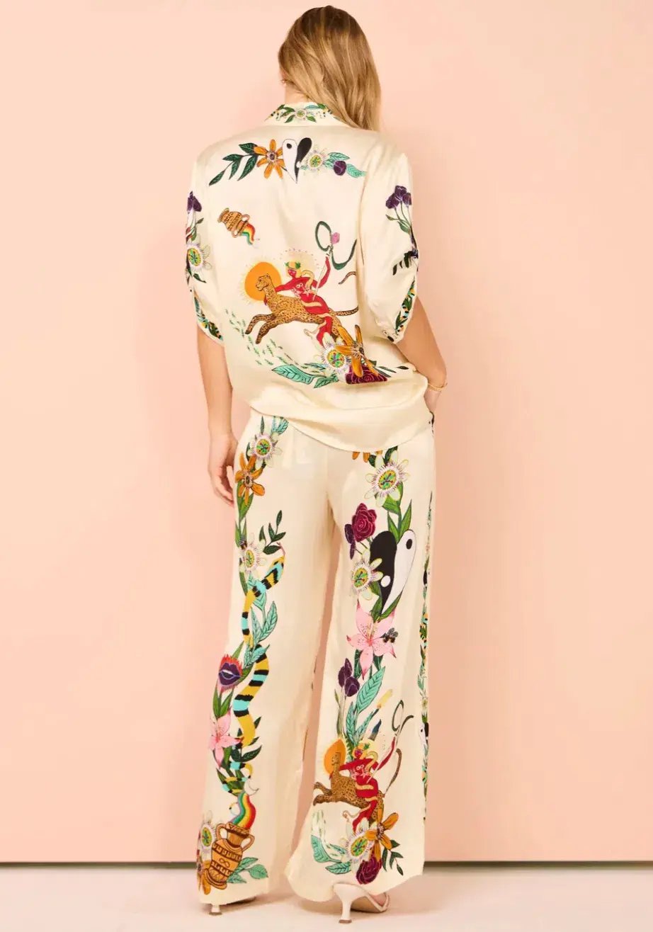 Alemais Meagan Silk Shirt & Pants Set Multi Size 10 photo 6