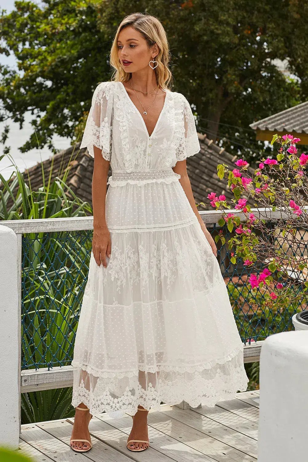 Spell & the Gypsy Dawn Lace Gown Cream Size S photo 3