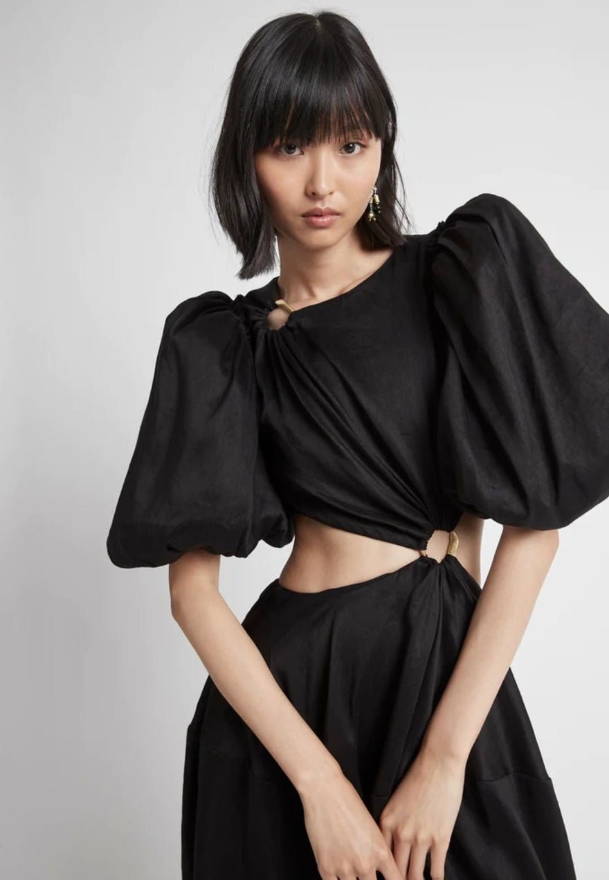 Aje Vanades Cut Out Ring Midi Dress - Black photo 4