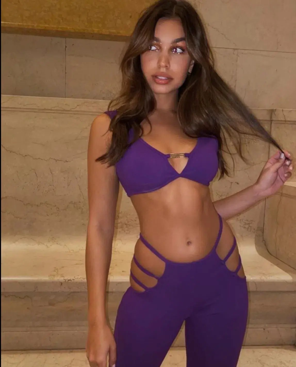 I. AM. GIA Lucid Crop Top & Pants Set Purple Size S/AU 8 photo 5