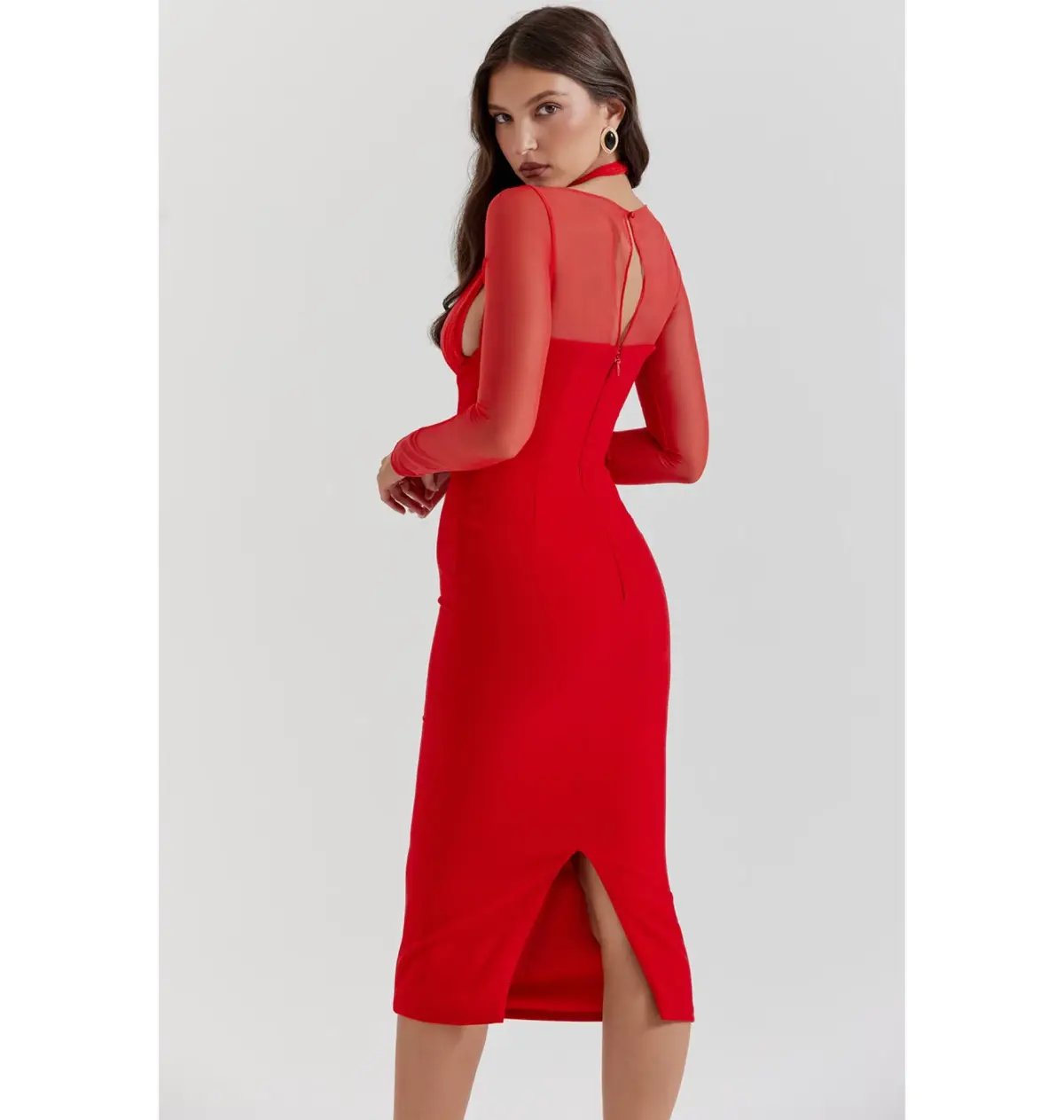 House of CB Yasmin Plunge Midi Dress Scarlet Size S/AU 8 photo 3