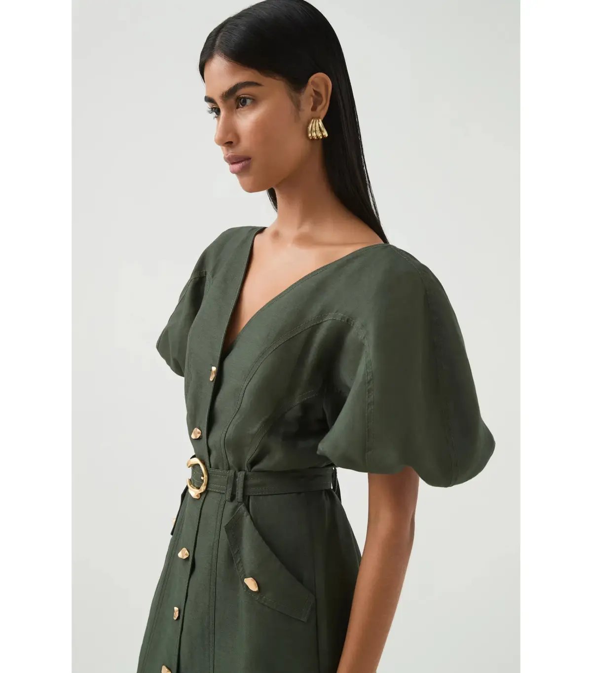 Aje Paloma Utility Midi Dress Midnight Green Size 10 photo 4