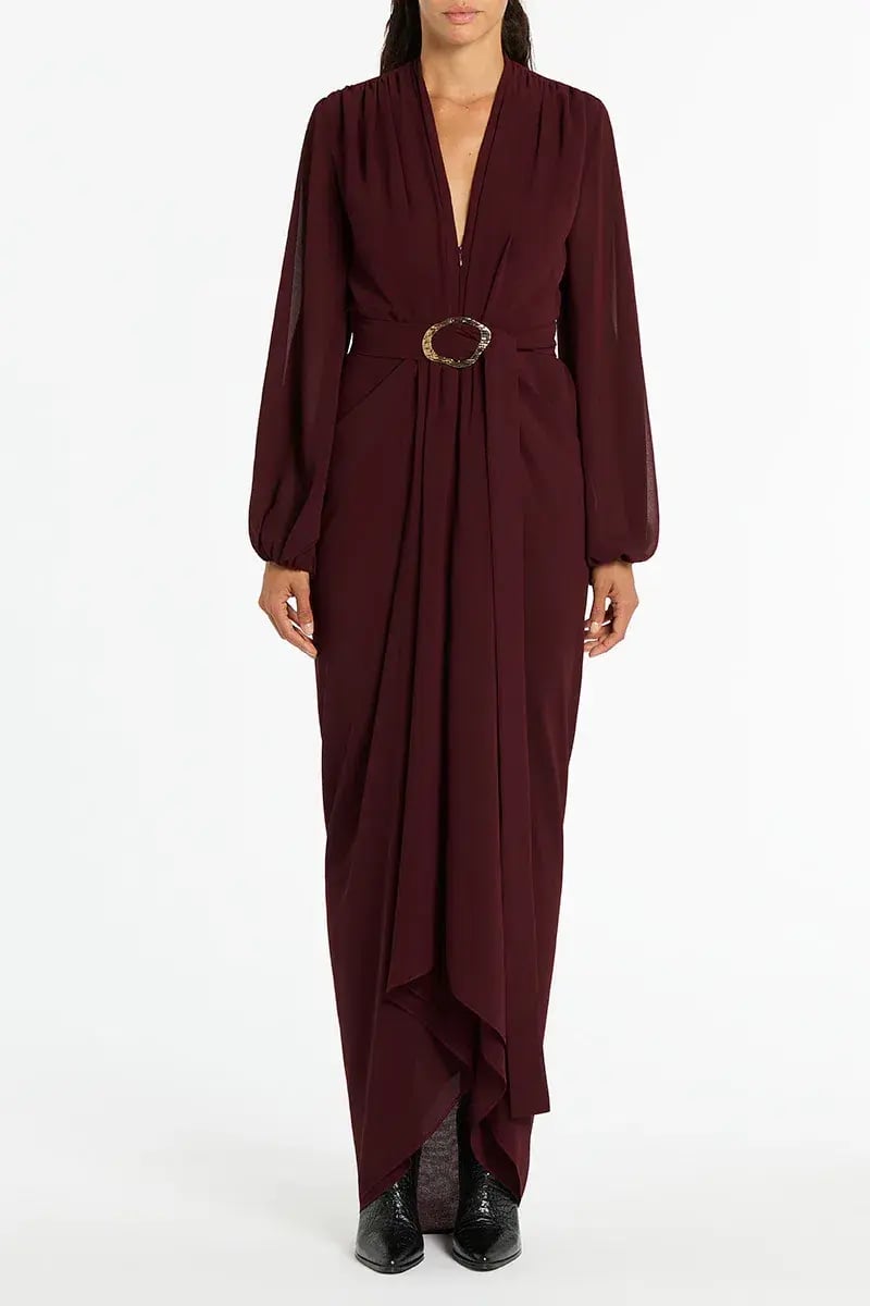 Carla Zampatti Waterfall Dress in Merlot Size 8 photo 4