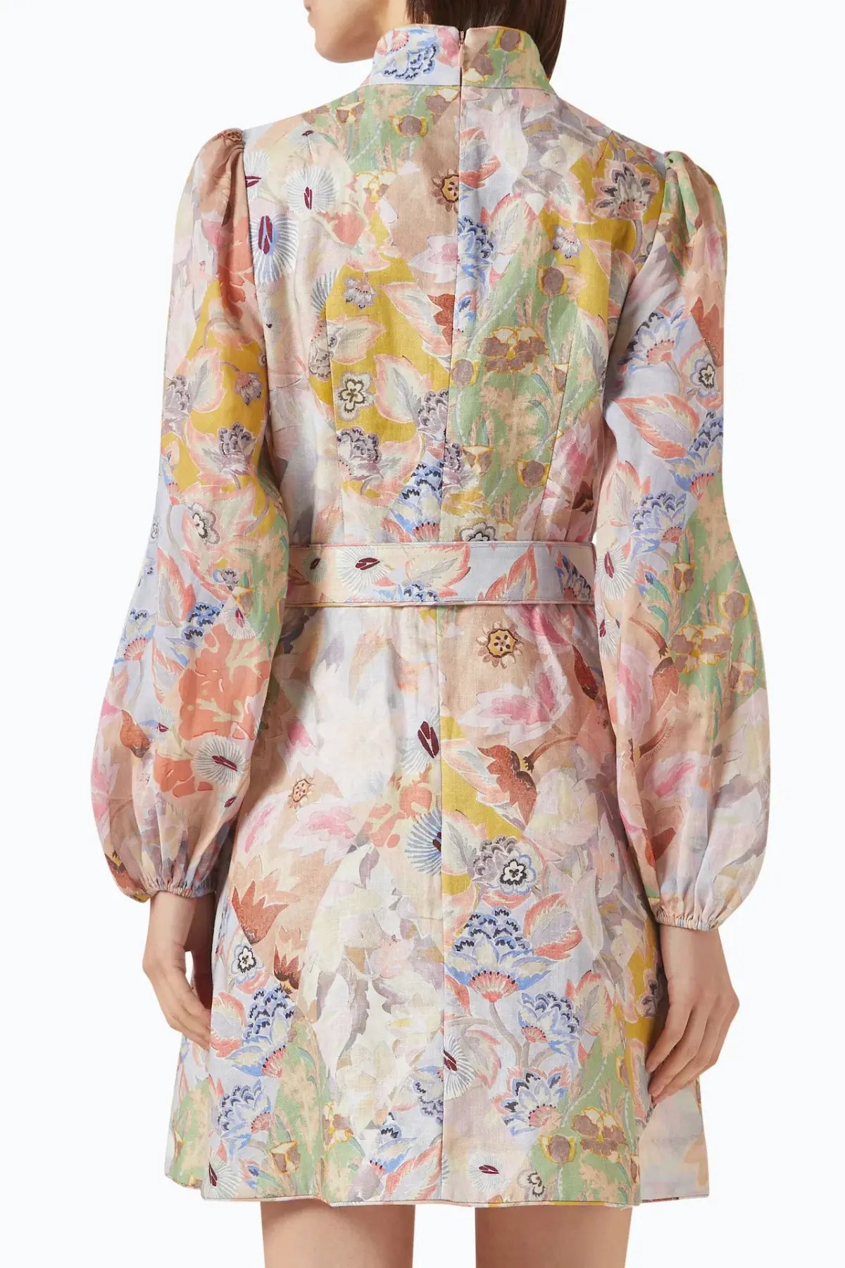 Zimmermann The Illustration Belted Mini Dress in Multi Floral Diamond Size 1 / AU 10 photo 2