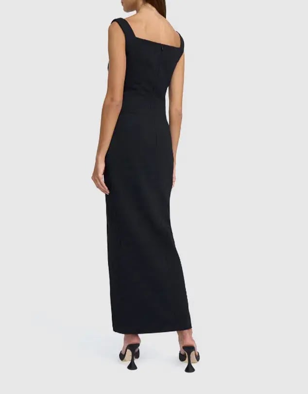 By Johnny Caterina Two Tone Curve Midi Dress Black/White Size AU 10 photo 7