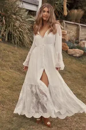 Coven & Co Boho Maternity Full Moon Lace Gown White Size M / AU 12 photo 6