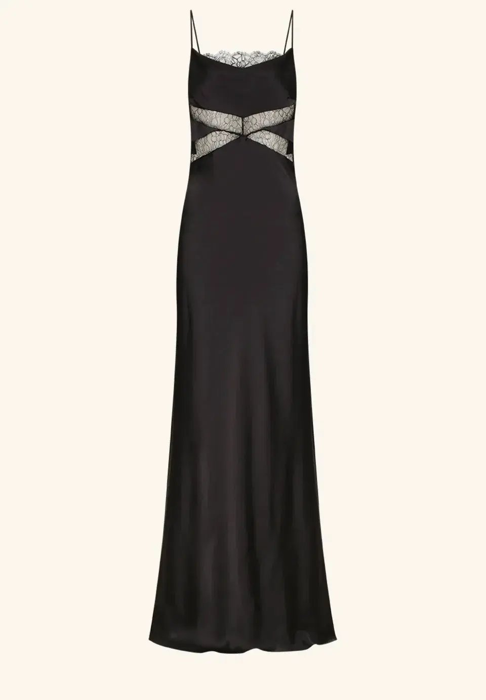 Shona Joy Leticia Silk Cowl Neck Lace Maxi Dress Black Size 6 photo 6