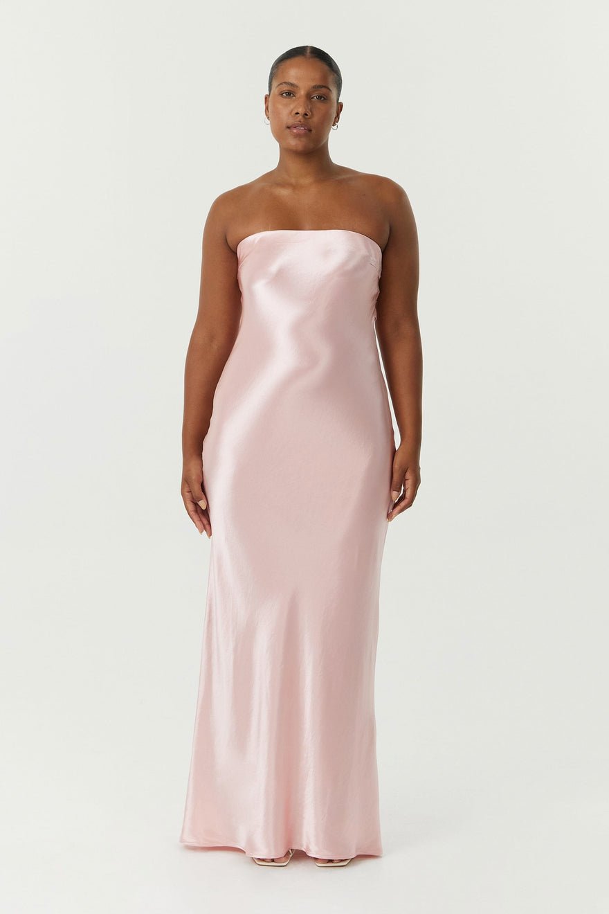 Third Form Satin Tie Back Strapless Maxi Dress - Fairy Floss photo 2