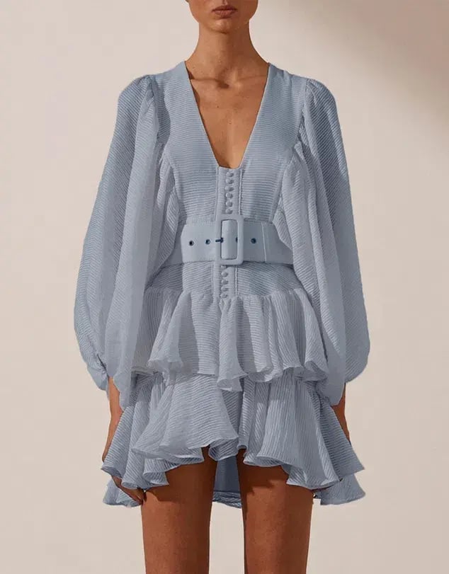 Shona Joy Charlotte Plunged Draped Mini Dress Blue Size 6 photo 2