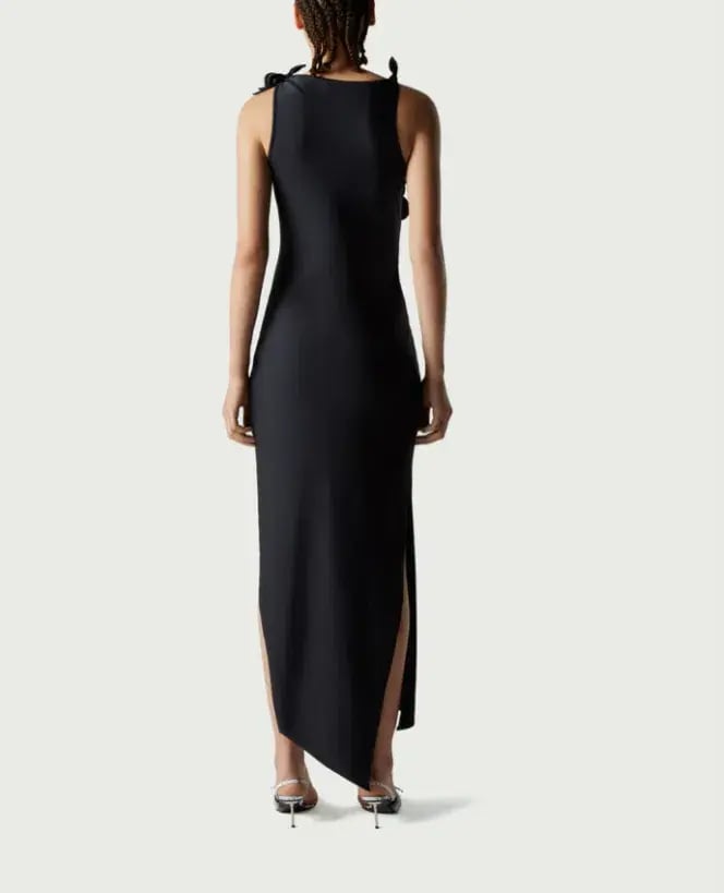 Coperni Asymmetric Flower Midi Dress Black (Size M/AU 6-8) photo 3