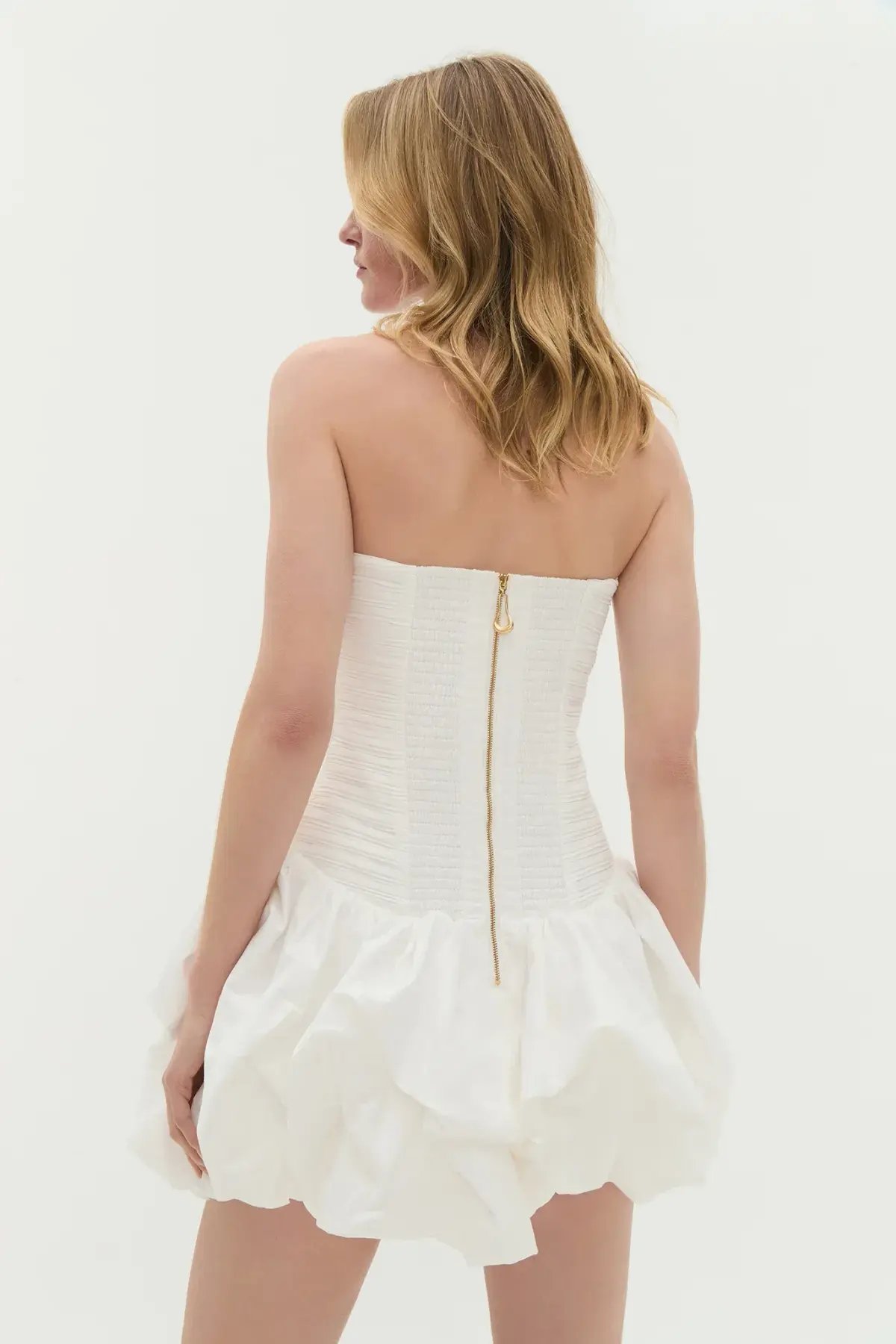 AJE  Violette Bubble Hem Mini Dress in ivory white | size 6 xs photo 4