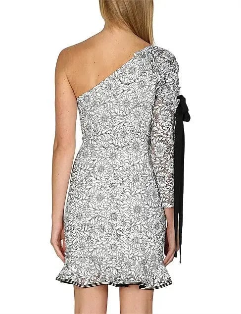 Rebecca Vallance Sophia One Shoulder Dress White Floral Size 8 photo 4