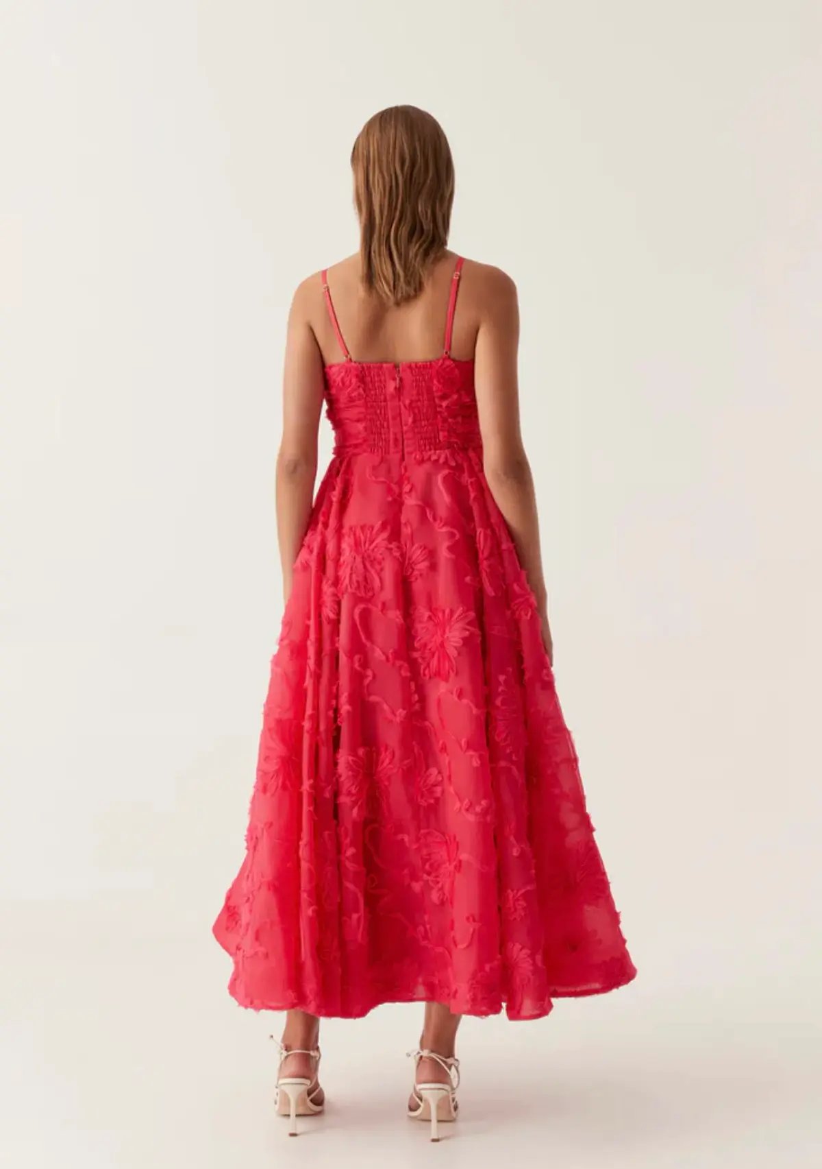Aje Evangeline Cornelli Maxi Dress Bougainvillea Red Size 10 photo 3