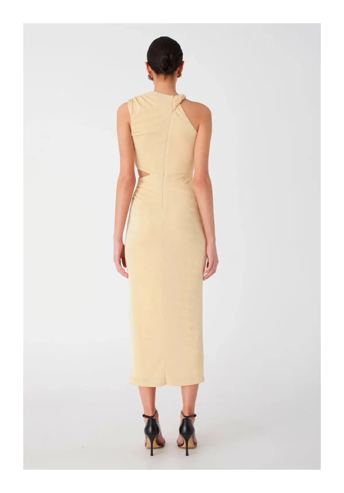 Misha Graciela Slinky Jersey Midi Dress in Lemon Drop Size 8 photo 3