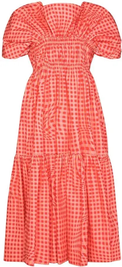 Molly Goddard Browns 50 Bo Brigham Gingham-print Midi Dress Red Size 8 photo 3