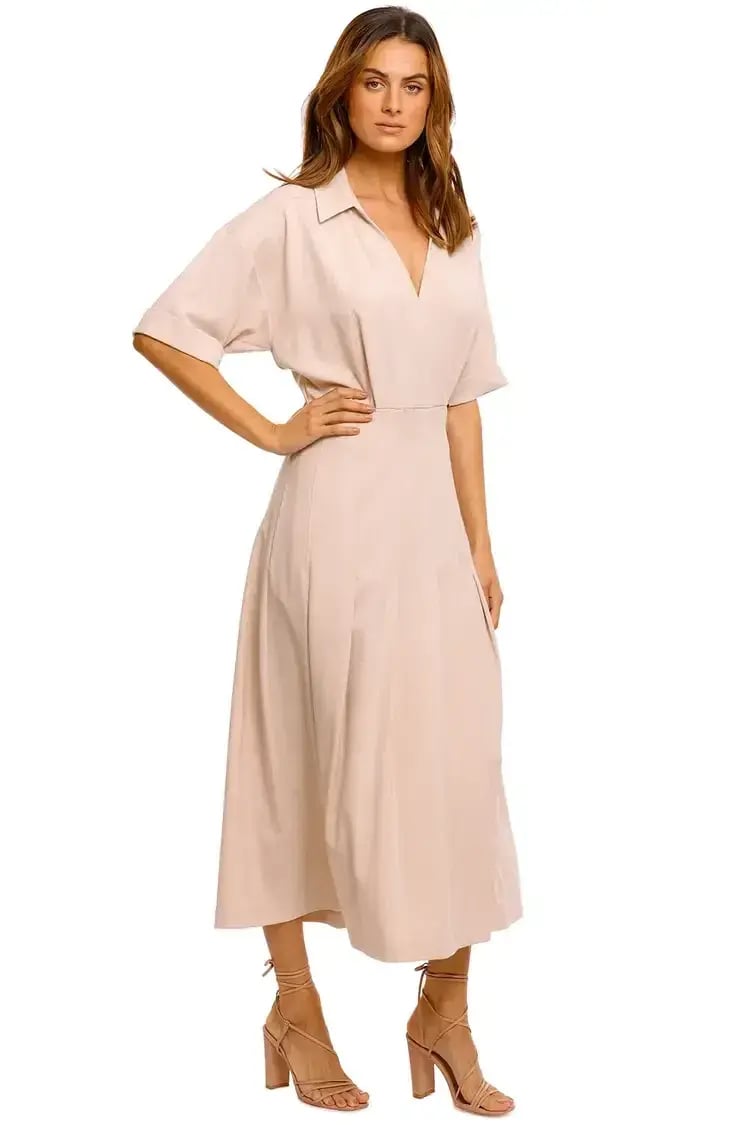 Camilla and Marc Corsica Pleated Dress in Oatmeal Size 14 photo 2