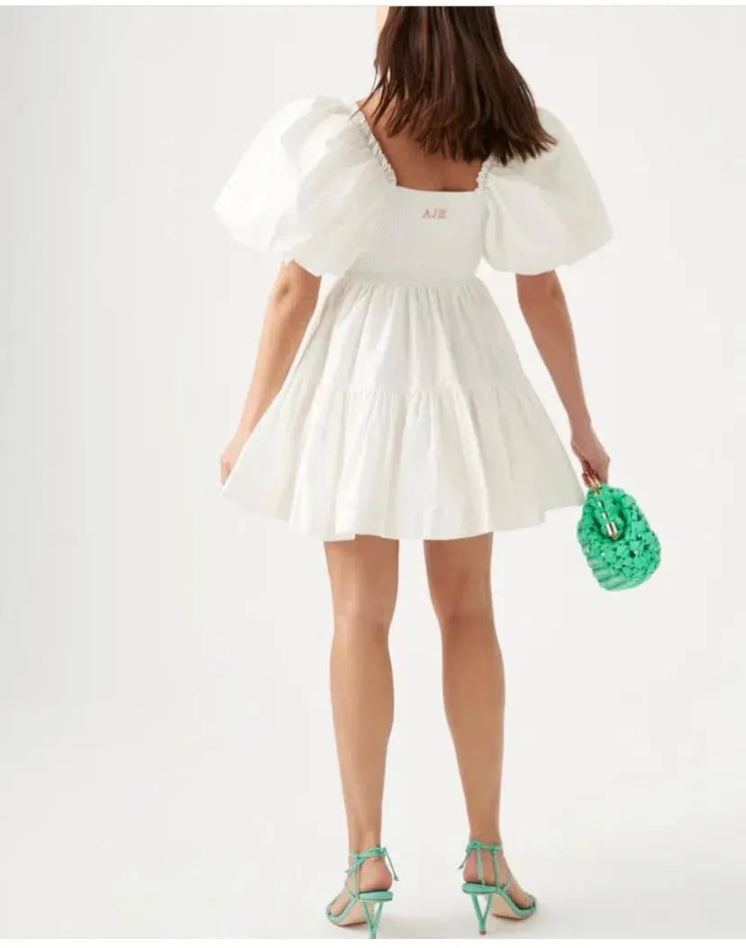 Aje Casa Puff Sleeve Mini Dress in Ivory Size 6 / XS photo 3