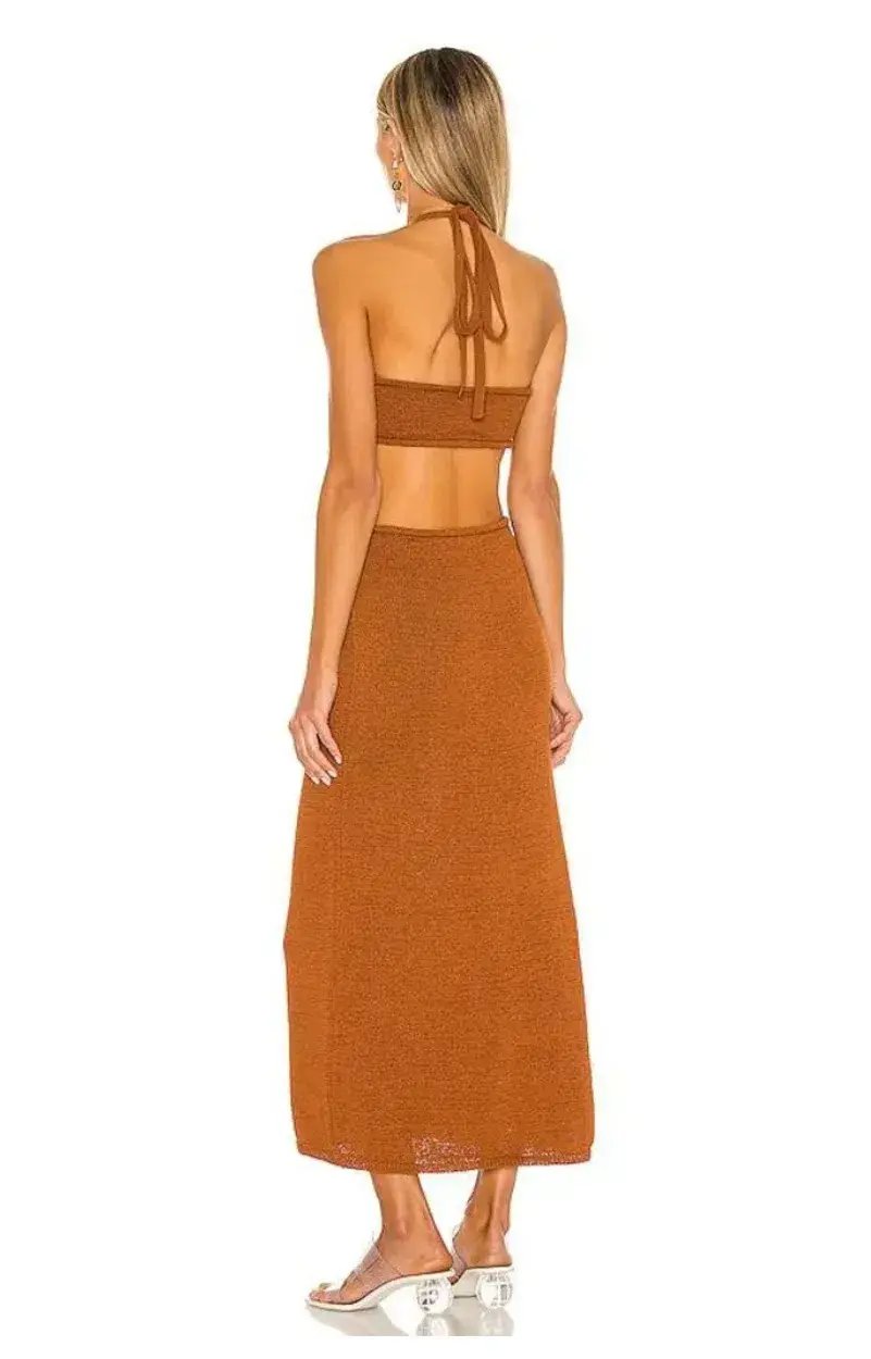 Cult Gaia Cameron Knit Dress Brown Size L/Au 12 photo 5