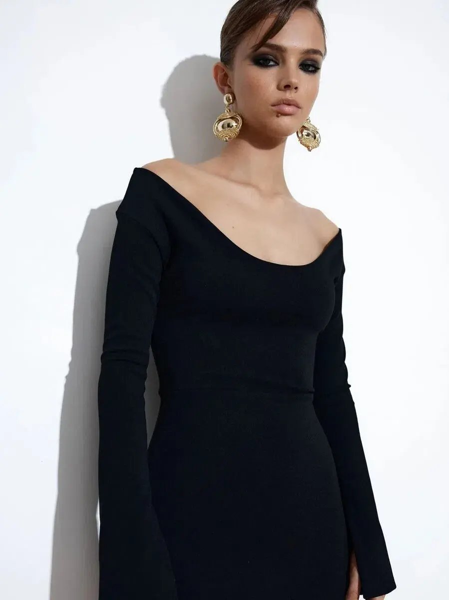 Effie Kats 'Vale' Off The Shoulder Gown Black Size 12 photo 3