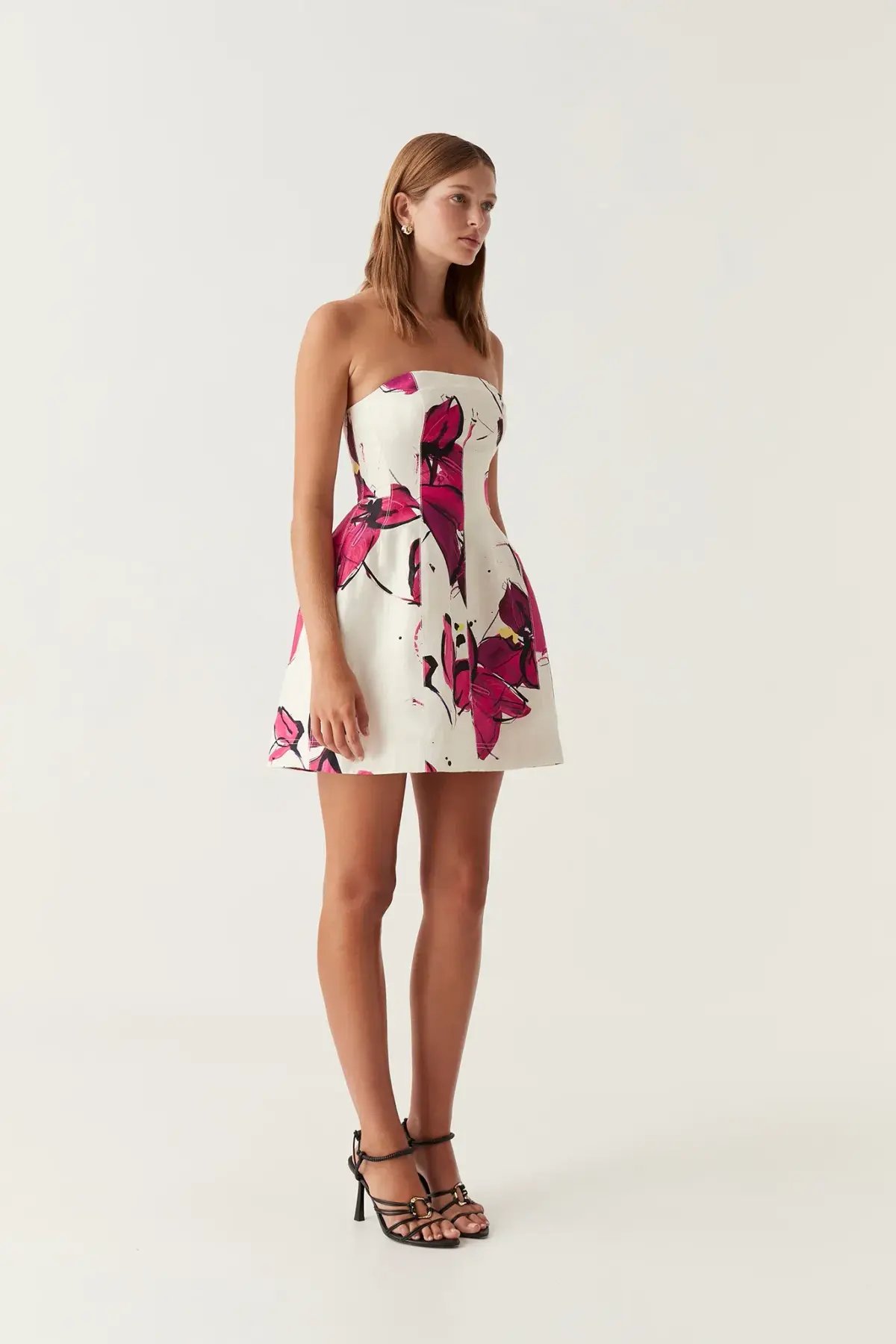 Aje Baret Strapless Mini Dress Floral Size 14 photo 2