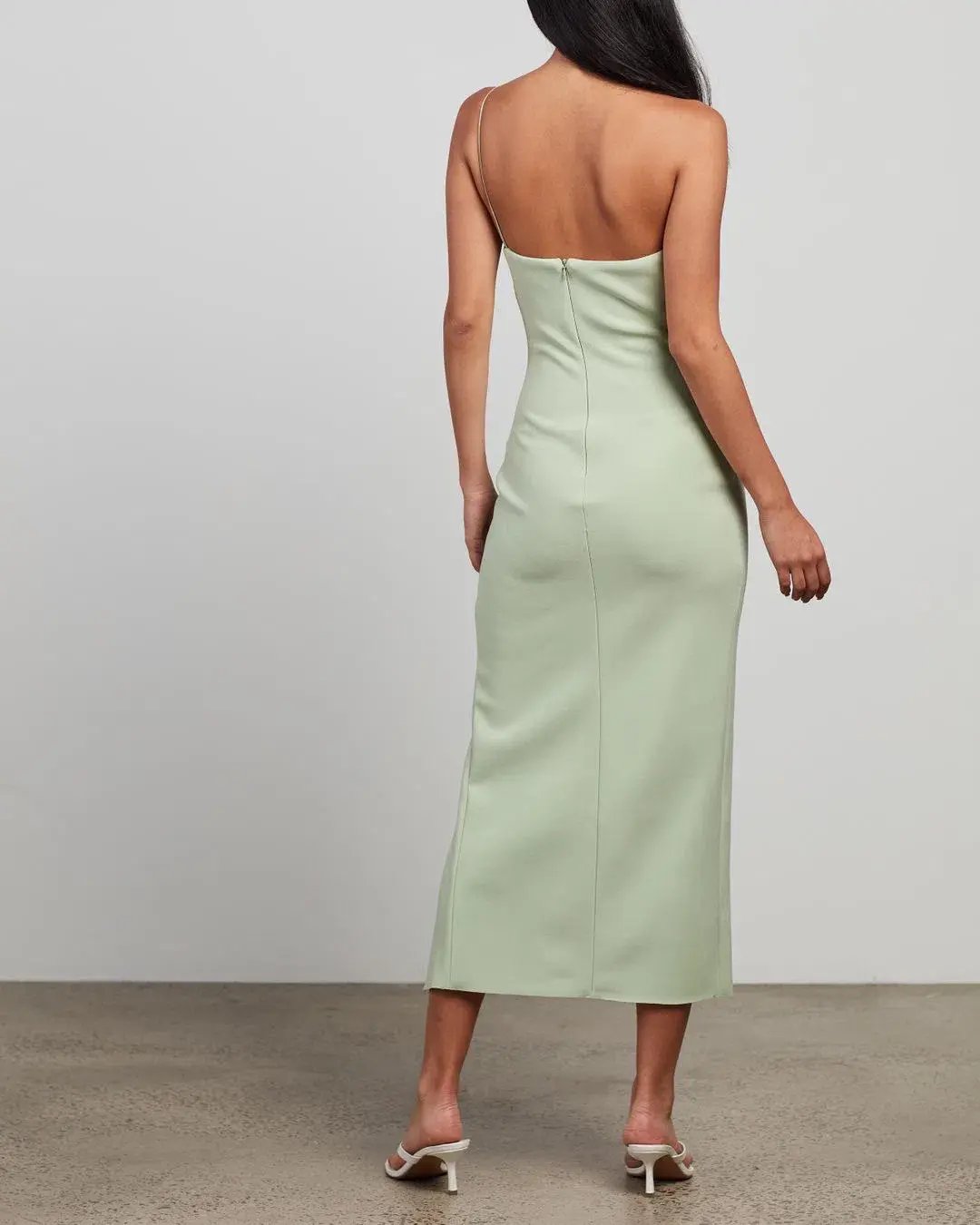 Bec & Bridge Fleur Asymmetric Midi Dress Avocado Size 8 photo 3