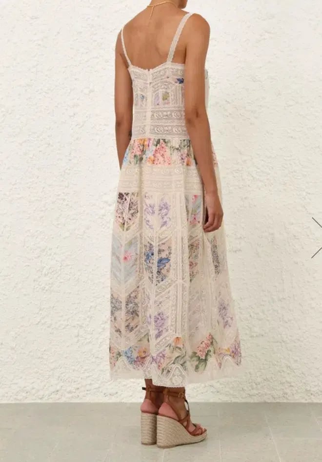 Zimmermann Halliday Lace Trim Slip Dress in Spliced Size 0/ AU 8 photo 5