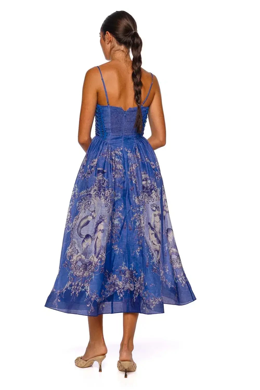 Zimmermann Rebellion Beaded Picnic Dress Blue Mermaid size OP photo 3