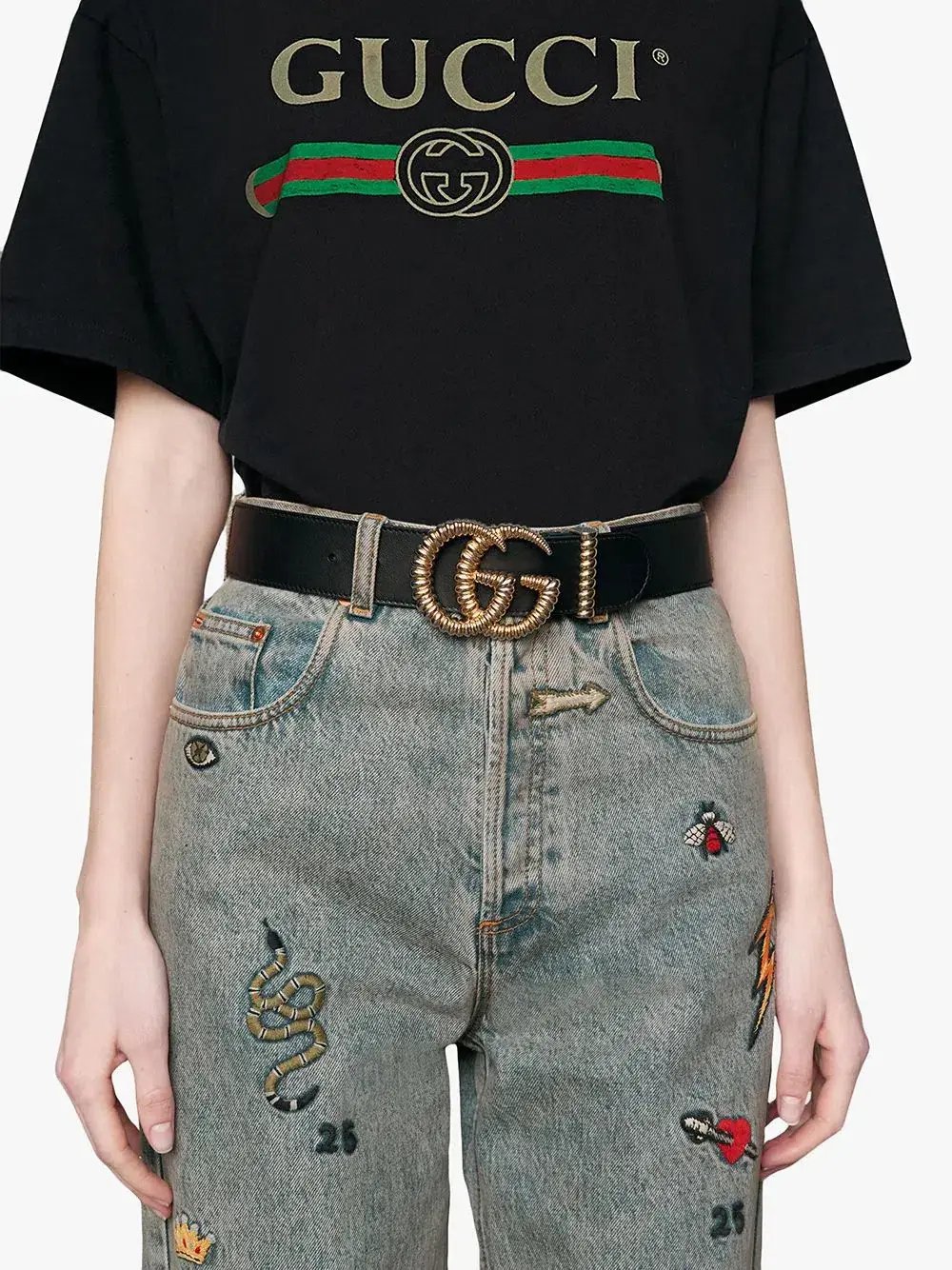 Gucci Torchon Double G Buckle Leather Belt Black photo 2