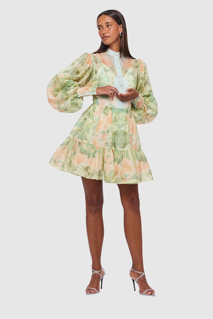 Leo Lin Alexandra Mini Dress - Orient Print in Evergreen photo 2