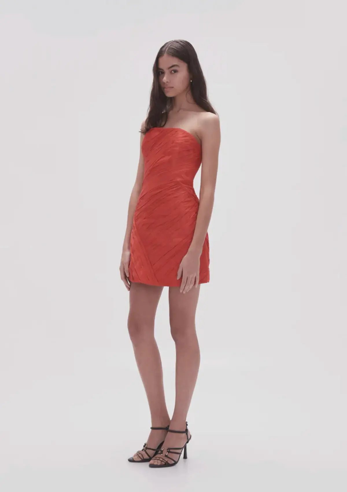 Aje Anima Ruched Mini Dress Red Size 6 photo 2