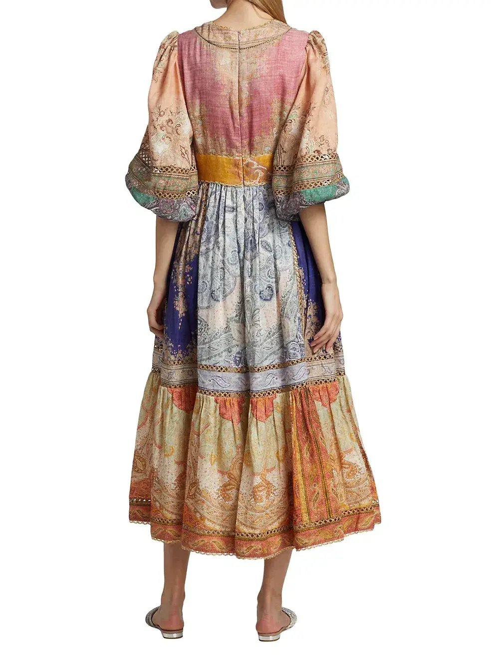 Zimmermann Anneke Lantern Midi Dress Spliced Print Size 4 / AU 16 photo 2