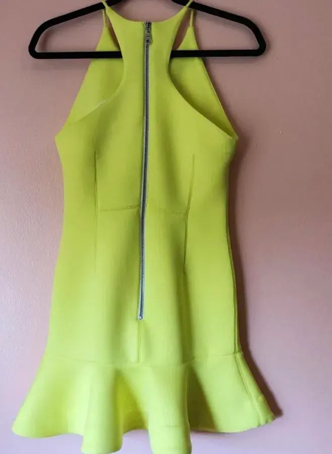 Shakuhachi Neon Yellow Neoprene Mini Dress Size  6 photo 3