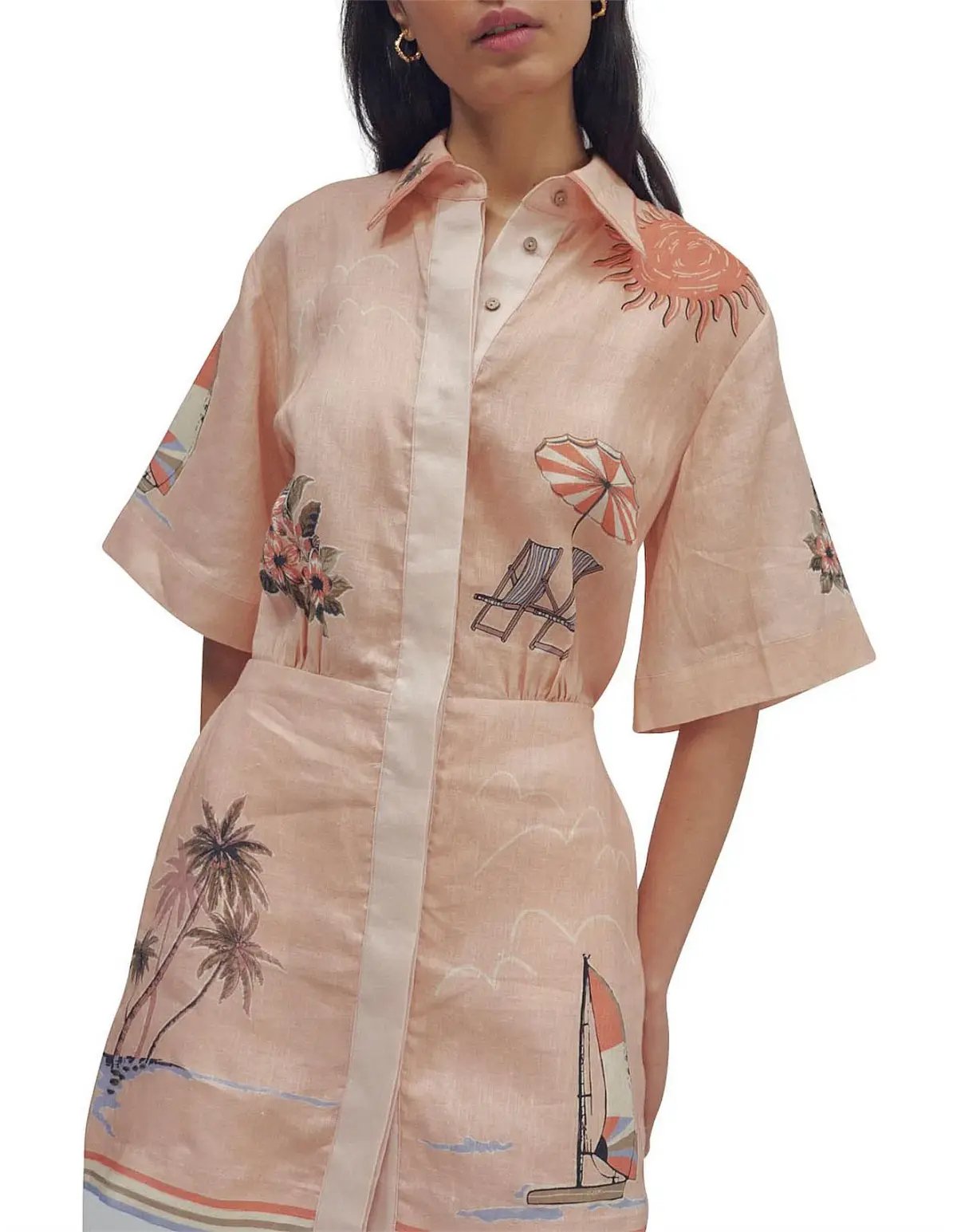 Alemais Marina Mini Shirt Dress Peach Size AU 6 photo 3