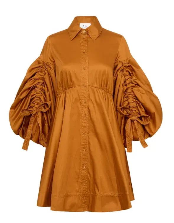 Aje Utopia Drawstring Mini Dress Chestnut Brown Size 8 / S photo 4
