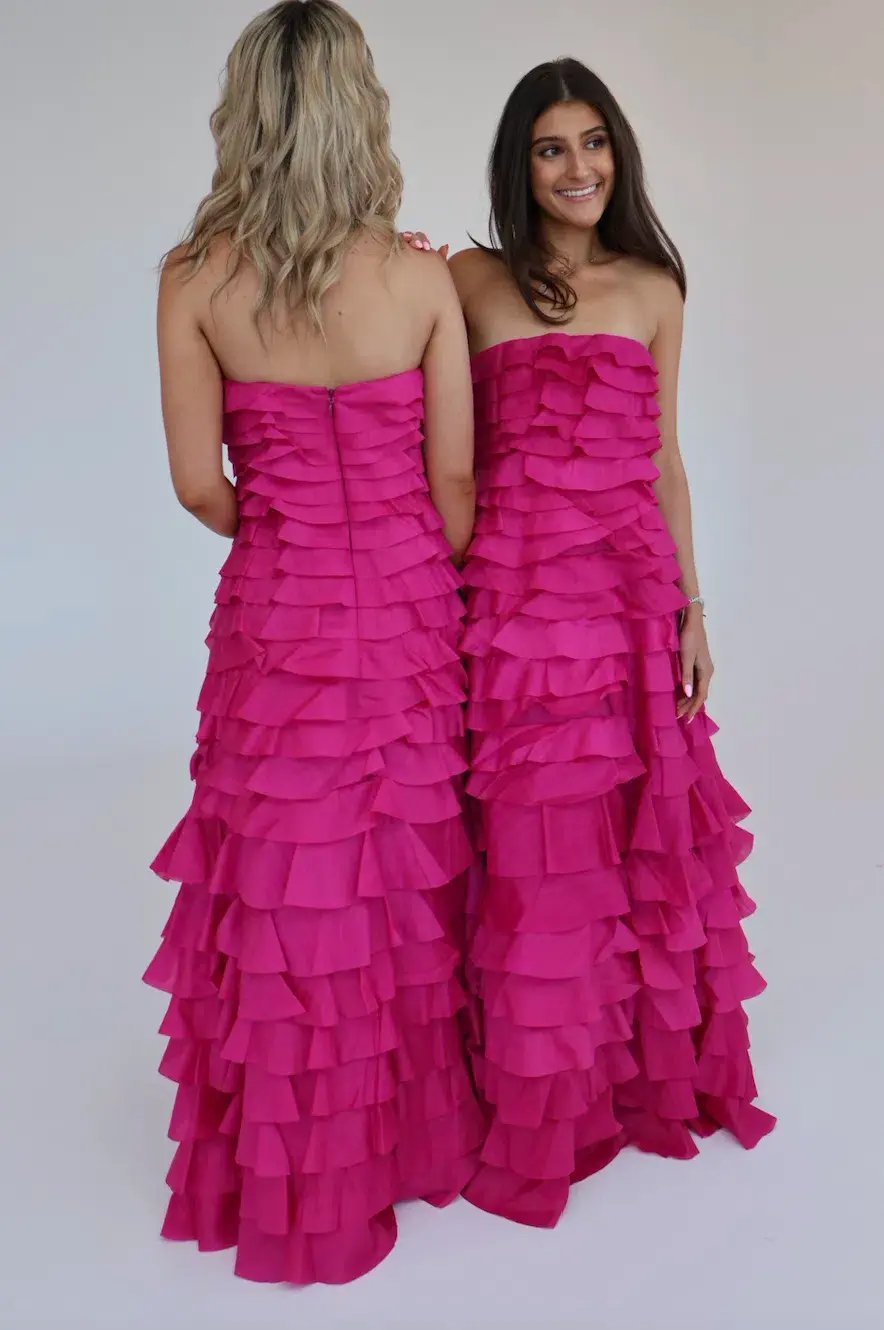 Aje Fleur Pleated Gown Magenta Size 10 photo 3