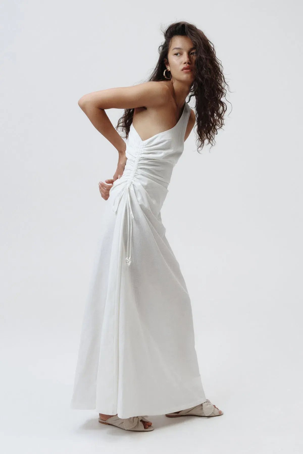 Aje White Daze One Shoulder Maxi Dress White Size AU 6 photo 7
