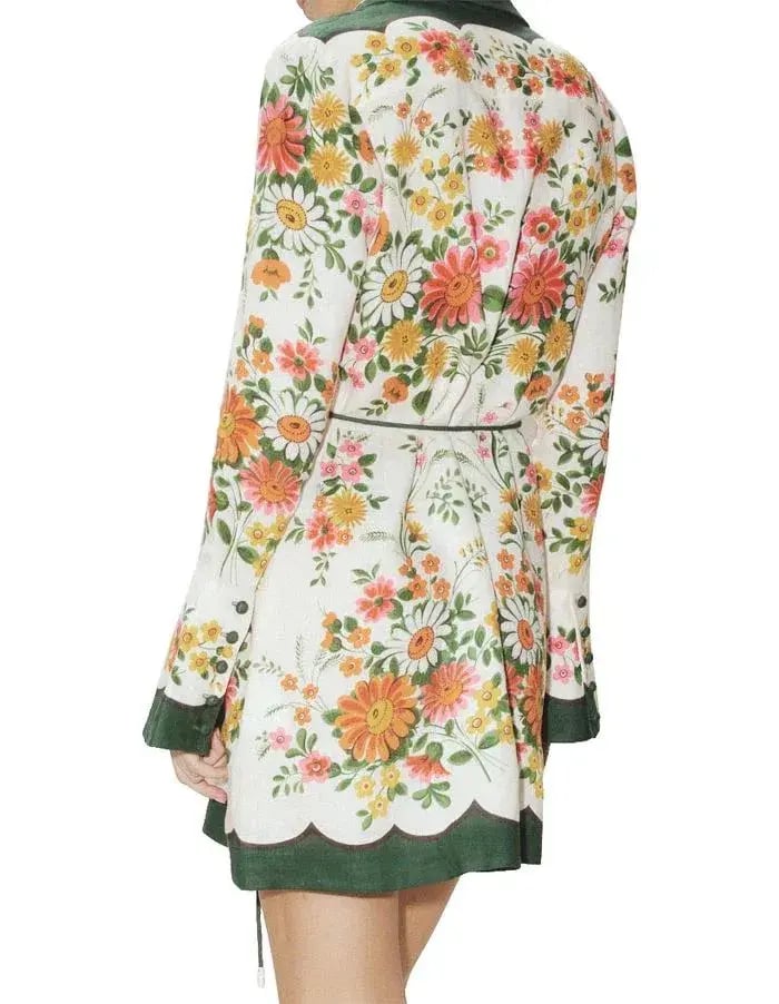 Alemais Elisabetta Mini Dress Green Print Size 12 photo 3